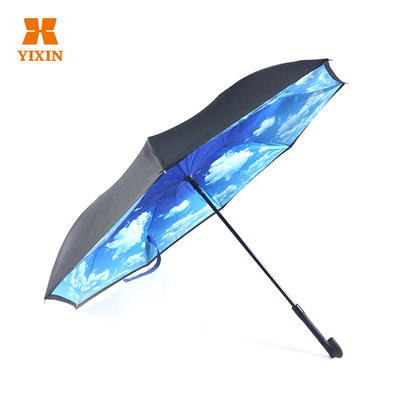 2019 Advertising Sky Windproof Straight Reverse Umbrella Upside Down 