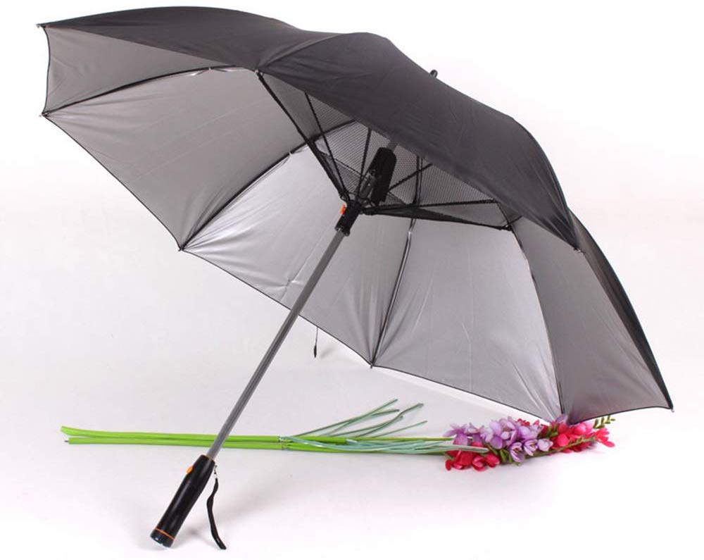 Custom Logo UV Fan Cooling Umbrella With Battery Operated