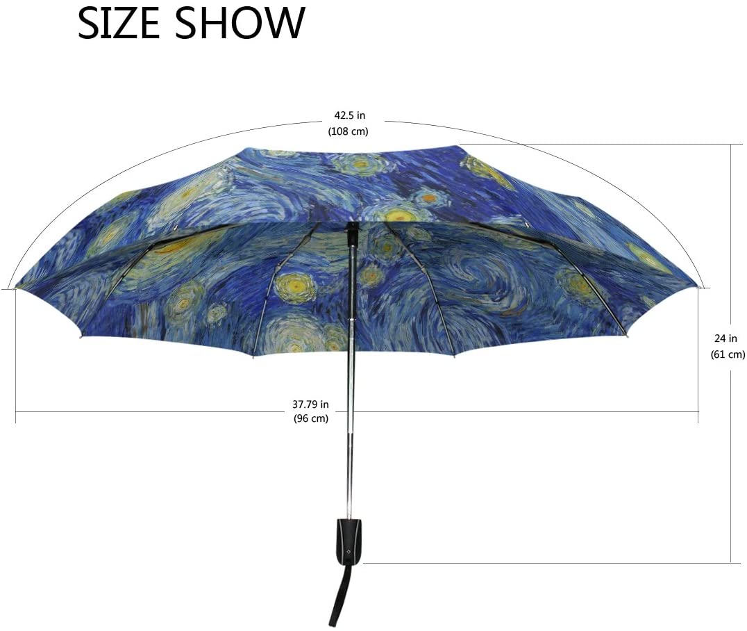 Yixin Painting Print 3 Fold Auto Open Close Umbrella