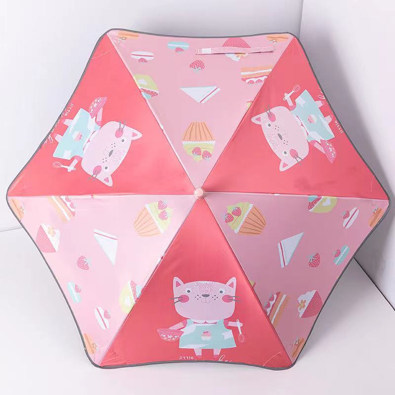 New children's curved handle reflective rounded corner children's umbrella