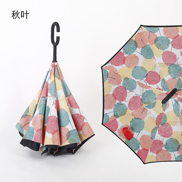 Long Handle Umbrella Reverse Umbrella Double-layer Hand-free Rain and Rain Umbrella